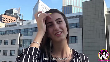 Bombshell slut Lina Luxa with endless legs having gang-bang with