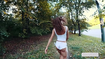 Real public anal sex near the road with cumshot in