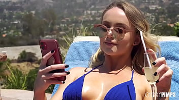 Horny Blonde Invites The Pool Man In To Suck His