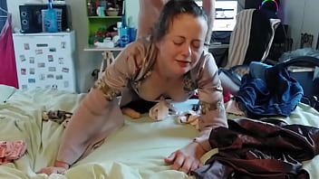 1513 - White Slut, Thong and Corset, Spandex Pants, Heels,