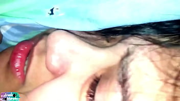 Beautiful woman moans deliciously but in silence so that those