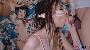 Cute girl elf in dreadlocks sucking my cock juicy! Drooling