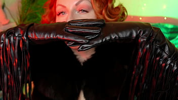 Long leather black gloves fetish video from pin up Goddess