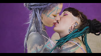 FFM TATTOO threesome with two alternative TEENS