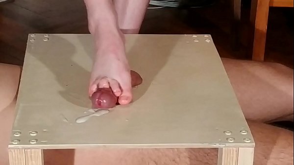 Domina bare feet cock stomping & footjob with huge cumshot