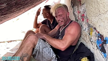 CHARITABLE YOUNG WOMAN OFFERED WATER AND PUSSY TO TWO HOMELESS