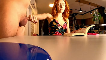 Cock teasing mutual masturbation with new hot and horny redhead