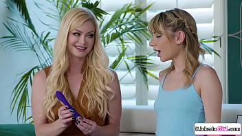 Teen stepdaughter masturbating with her big tits stepmom