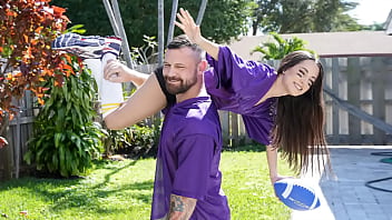 Game Day Gone Wild, Tiny Babe Rides Stepdad's Dick Harder