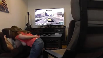 Sucked off Playing XBOX. Britney Swallows Gamer Blowjob & Big