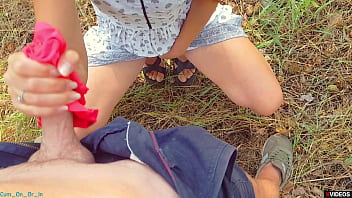 Step Sister Jerks Off Cock With Her Wet Panties Until