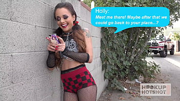 Tiny Goth Girl Holly Hendrix's Pushes A Huge Cock Up