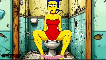 Married Housewife Gets Fucked In A Public Dirty Restroom. Cartoon.