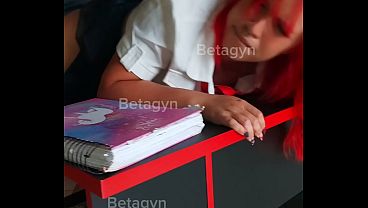 With big breasts plays with her teacher.