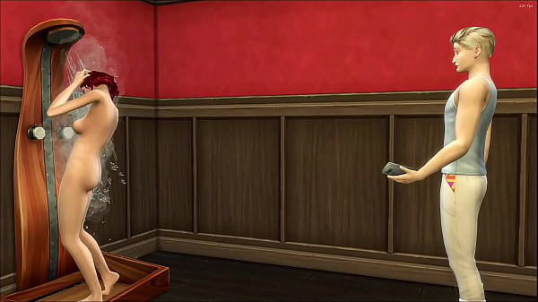 Stepson walks over his Stepmother into the bathroom while she