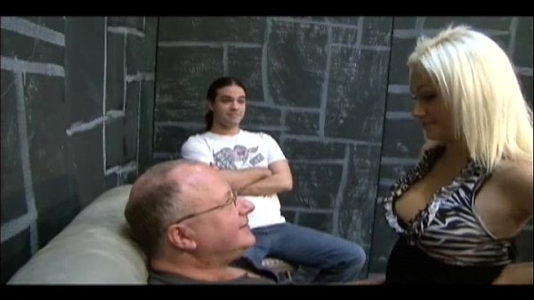 Husband watches old man dom the wife