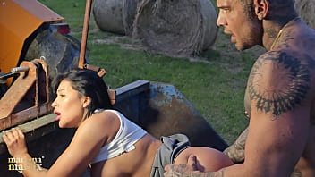 Colombian tourist fucks Italian farmer on a tractor - Mariana