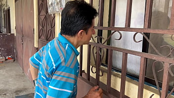 Big ass and busty neighbor gets stuck!! And the old