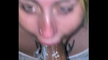 Little bitch sucks it all and fills it with slime