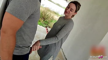 Cute German Teen caught Worker Jerk and tricked in MMF
