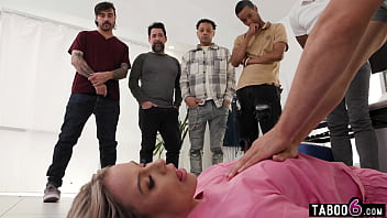 MILF nurse in an extreme double pussy fuck gangbang at