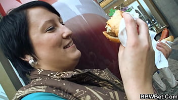 He picks up and doggy-fucks hot brunette bbw