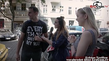 German reporter search guy and girl on street for real