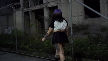 Big ass gotica gets caught on the street by Ghost