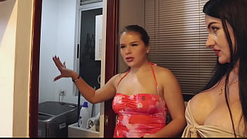 Real estate agents show me the apartment and their pink