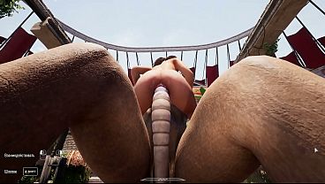 Lara Croft fucks a huge statue before being let into