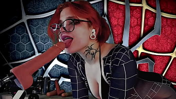 MERIDJANE BECAME A SPIDER GIRL AND GIVES A PASSIONATE BLOWJOB