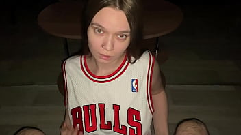 Good girl gives her stepdad a deep blowjob while kneeling.