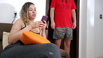 Step-mom suddenly gets a cock in her face and sucks