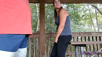 ALMOST CAUGHT fucking wife on public park bench - Becky