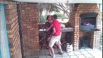 Spy camera : couple caught fucking on the porch of