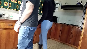 Quickie kitchen fuck standing sex