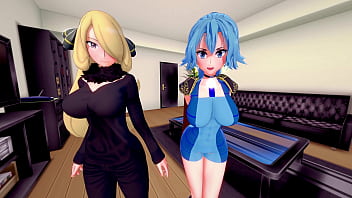 HOT THREESOME WITH CYNTHIA AND CLAIR - POKEMON PORN