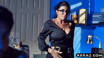 MILF teacher shows a porn movie in class and fucks