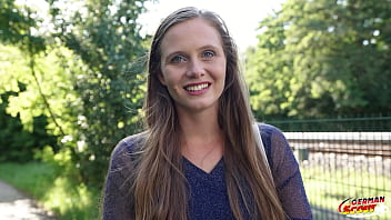 GERMAN SCOUT - Natural Girl Riddy with hairy Pussy get