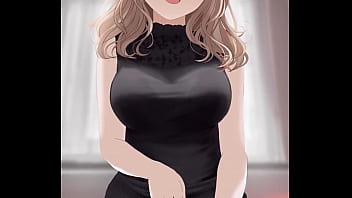 Anime Sexy girl in black dress riding dick and getting