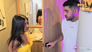 She masturbates in the bathroom and I fuck her so