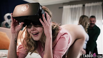 Tiny 18yo stepaughter teen got a VR headset from her