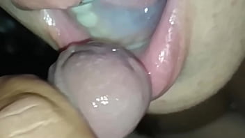My wife sucking my friend, deep throat and eating cum,