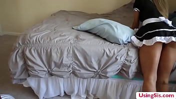 Stepbro enjoys fucking his busty maid stepsister for a week