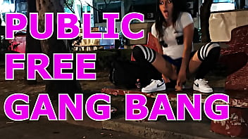 Public FREE GANG BANG in the street, used by 8