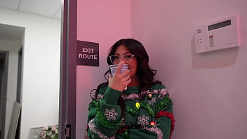 My slutty coworker sucked my cock at the office Christmas