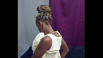 Hottest black braided young slut sucks secret masked mans white