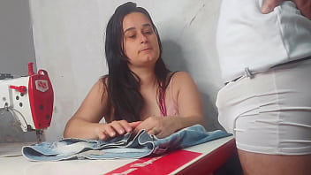 Seamstress watching client's erection!