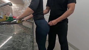 White Maid getting Cum in her Ass while Working in