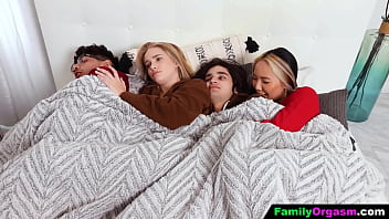 FamilyOrgasm - Siblings and their Stepsister are Freezing and Need